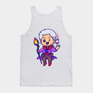 Cute Boy Witch Cartoon Tank Top